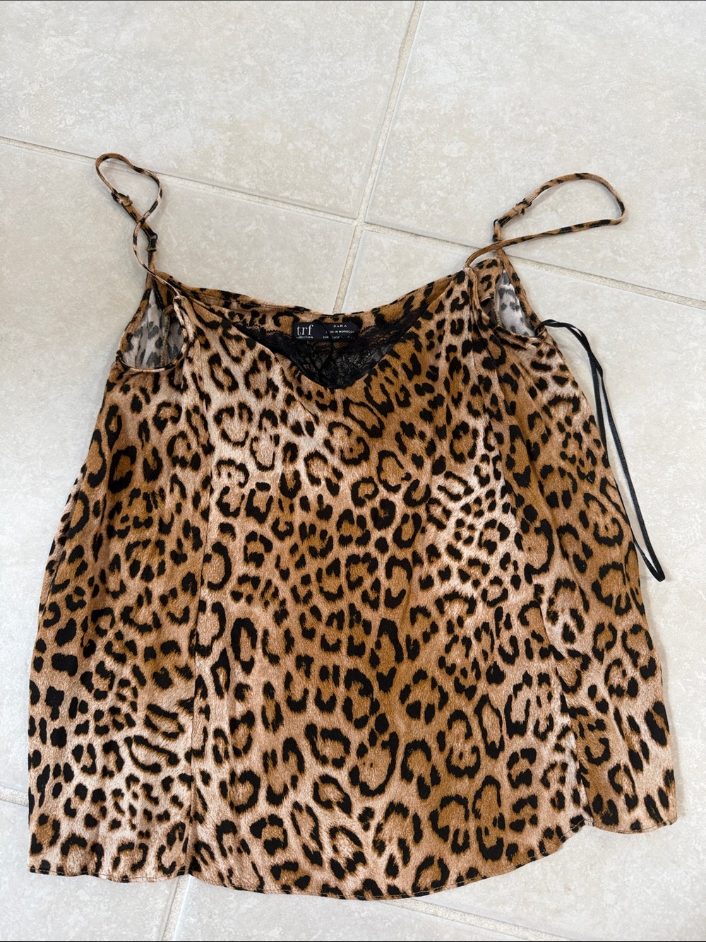 Zara Silky Leopard Print Cami Top - Brown